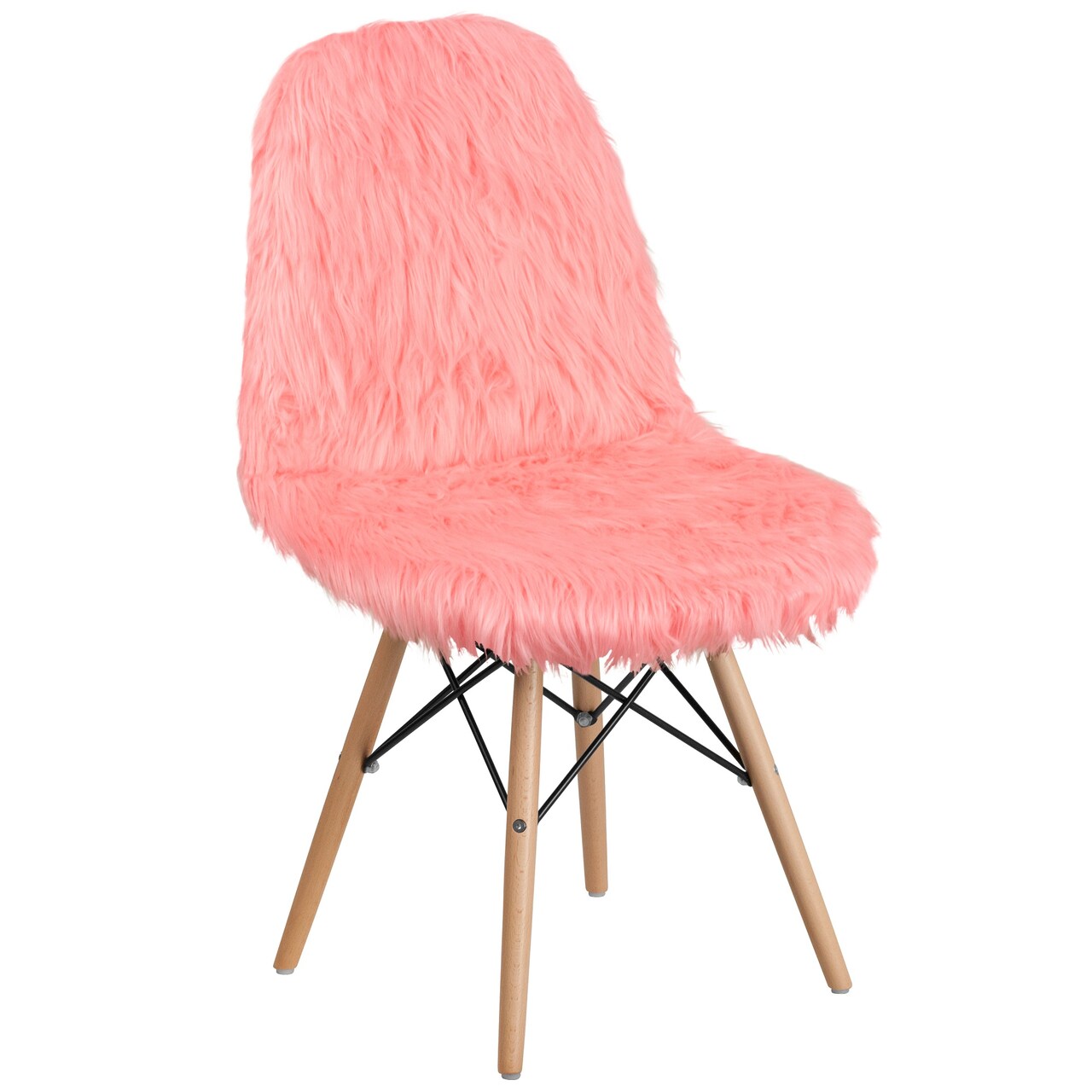 Flash Furniture 34" Hermosa Pink Unique Shaggy Dog Comfortable Accent Chair
